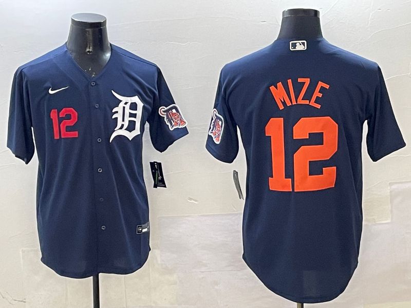 Men Detroit Tigers #12 Mize Drak Blue Game 2025 Nike MLB Jersey style 3173->detroit tigers->MLB Jersey